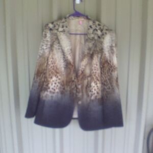 Women's Floral Cheetah Leopard Animal Print Lined Blazer Jacket Size Medium